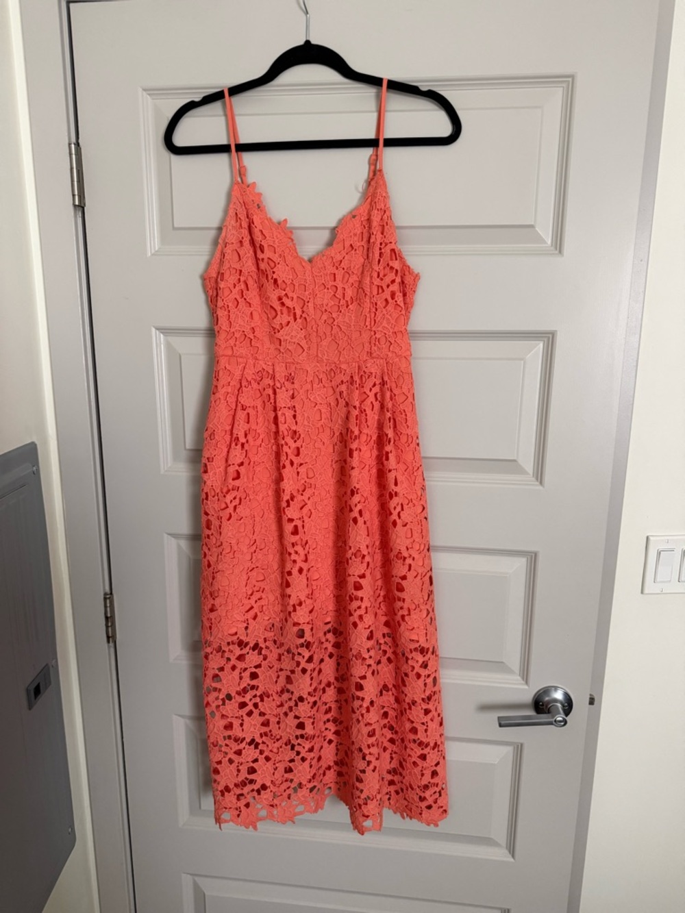 Astr Coral Lace Spaghetti-Strap Midi Dress